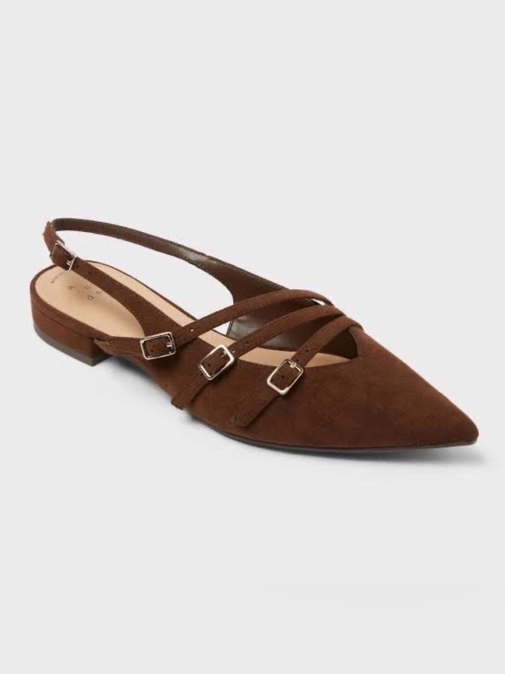 NWT A New Day Twiggy Multi Buckle Mini Heel Flats Brown Sz 8 Casual Comfort